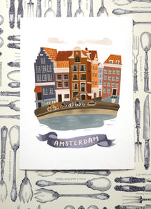International Travel Prints: Amsterdam, Aguas Calientes, Santorini