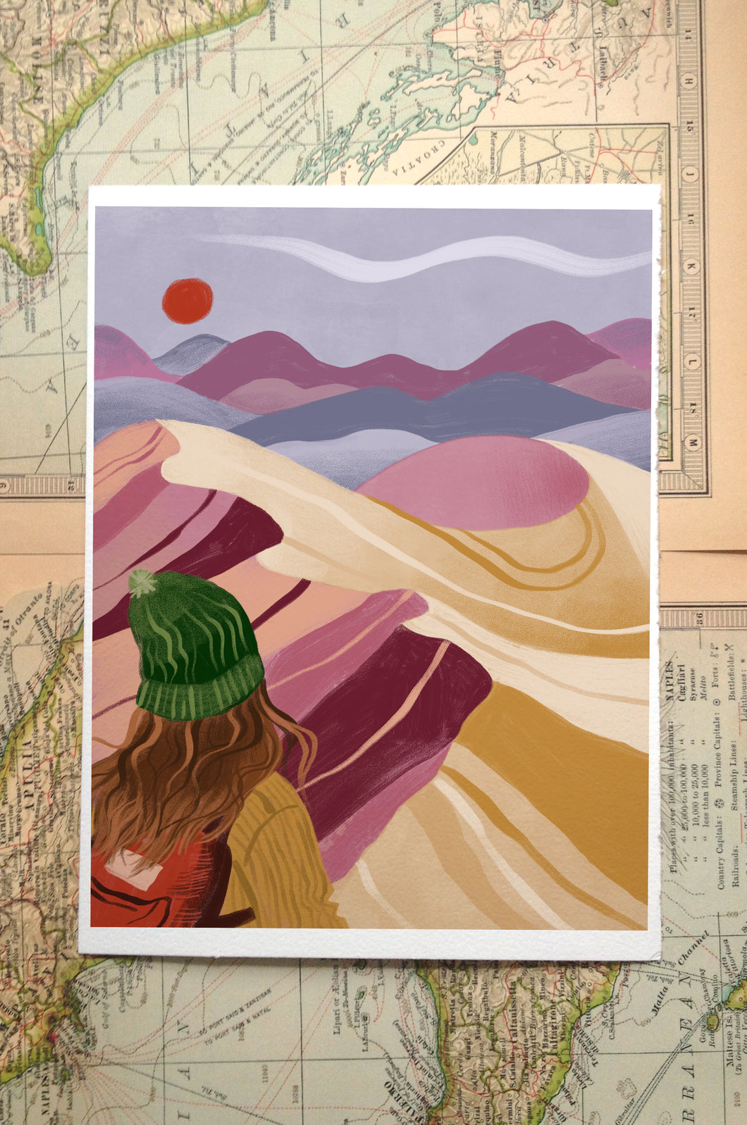 Inspiring Scenes: Desert Dunes Illustration Print