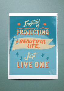 Live a Beautiful Life // Lettering Illustration Print
