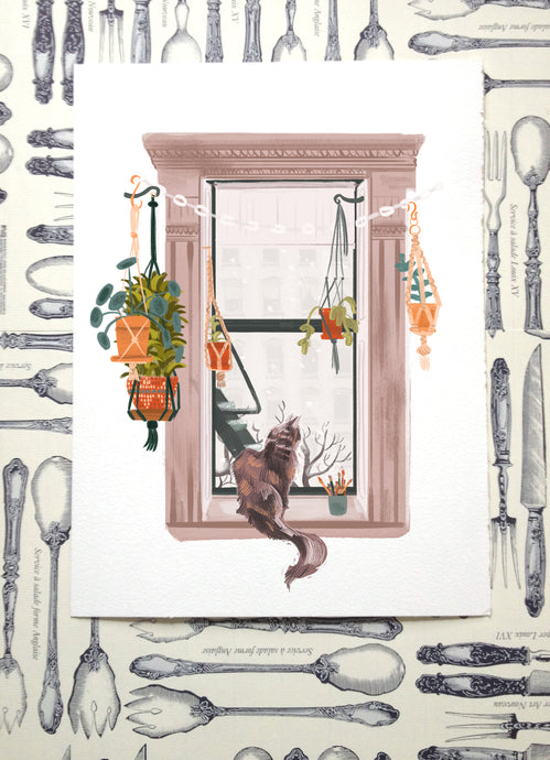 Window Cat Illustration Print