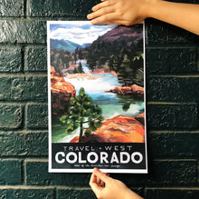 travel west poster united states america colorado animas river illustration painting