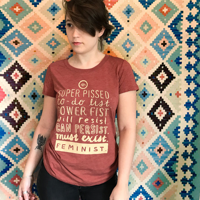 super pissed feminist lettering quote t shirt